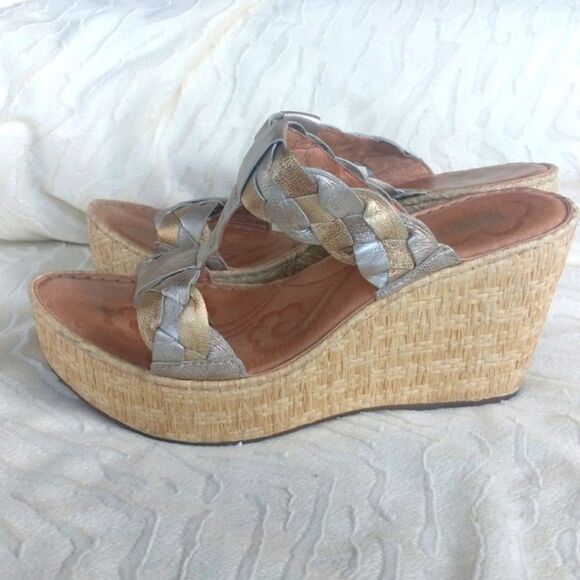 Born Barstow Platform- Metallic Wedge Sandal - Picture 1 of 14